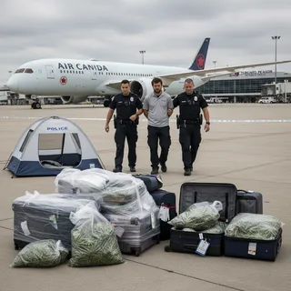 Air Canada baggage handler accused of smuggling 66kg of cannabis disguised as passenger luggage.