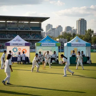 Youth in action at a Brampton Cricket-Ed Forum, engaging in sport and learning STEMM and life skills.