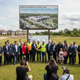 Embleton Community Centre and Park under construction, a federal investment project in Brampton.