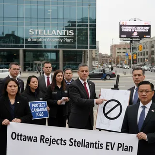 Stellantis plan rejected: Canadian government and Unifor concerned about Brampton EV assembly job losses.