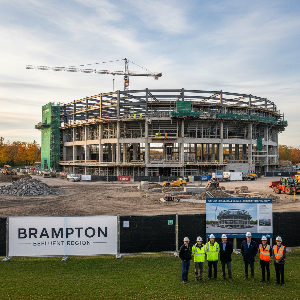 Construction of new Victoria Park Arena in Brampton, with 2027 completion date.