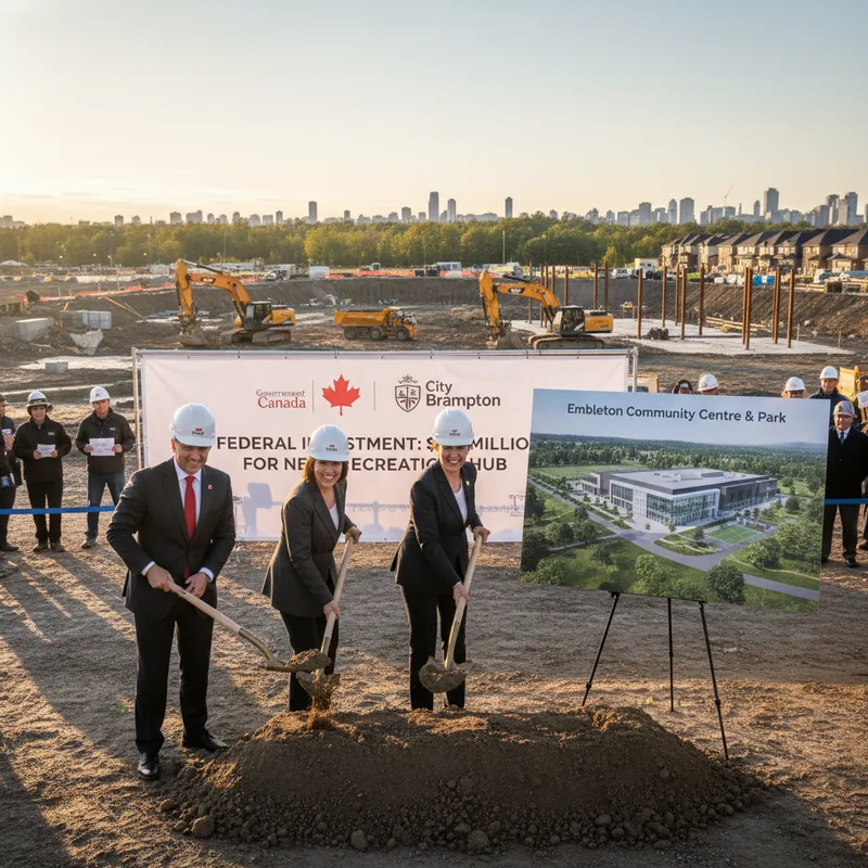 Embleton Community Centre and Park construction site in Brampton, a future multi-use recreation facility.