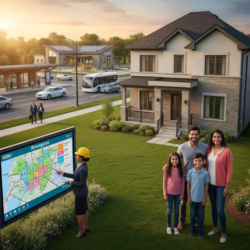 A photorealistic guide to Brampton neighbourhoods showcasing safety, schools, amenities, housing, and commutes for 2026.