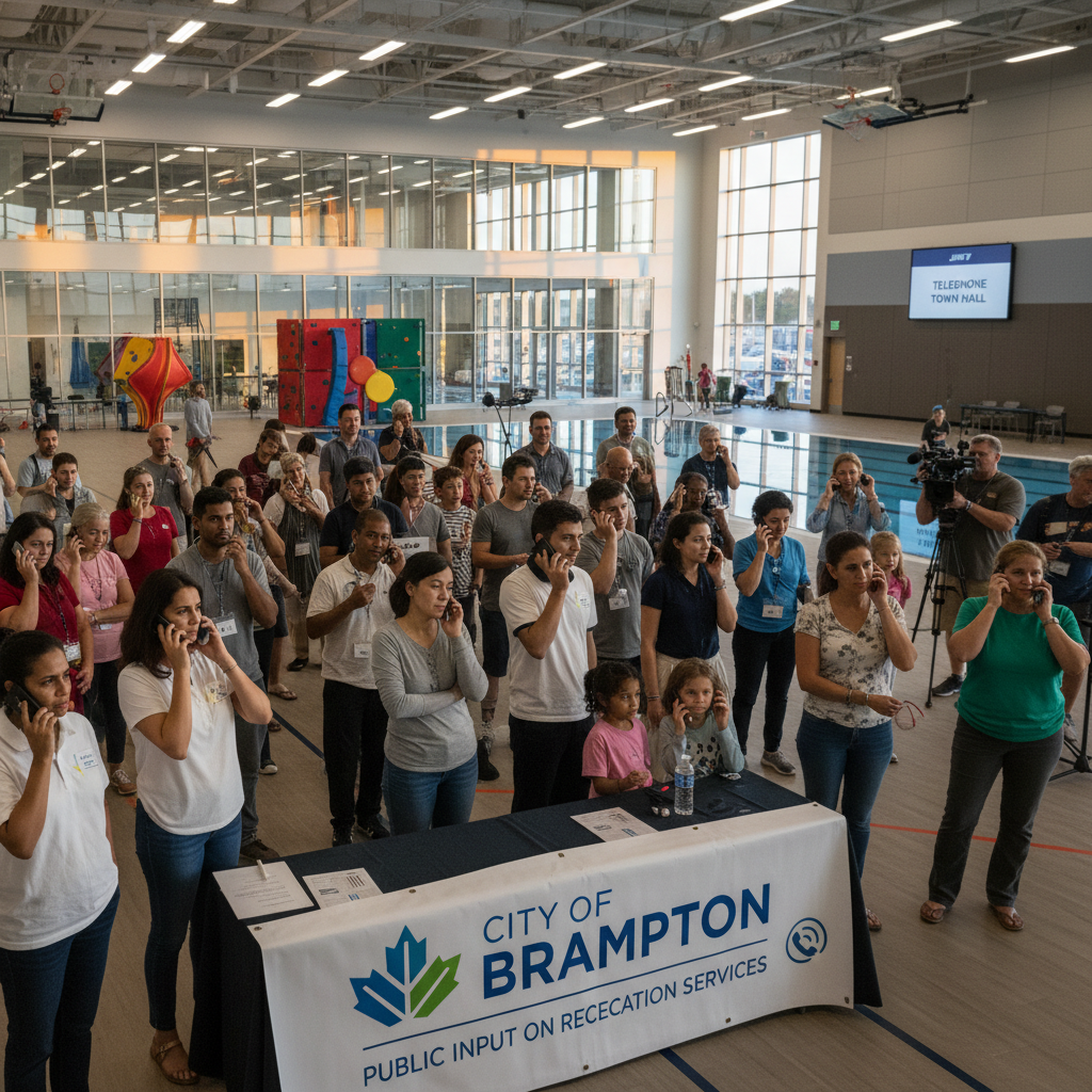 Brampton city hall exterior with natural lighting, representing community wellness and public engagement.
