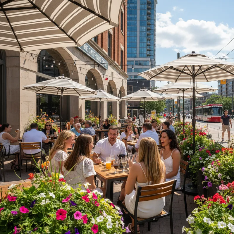 Brampton patio guide features outdoor dining spaces with realistic settings and natural lighting.