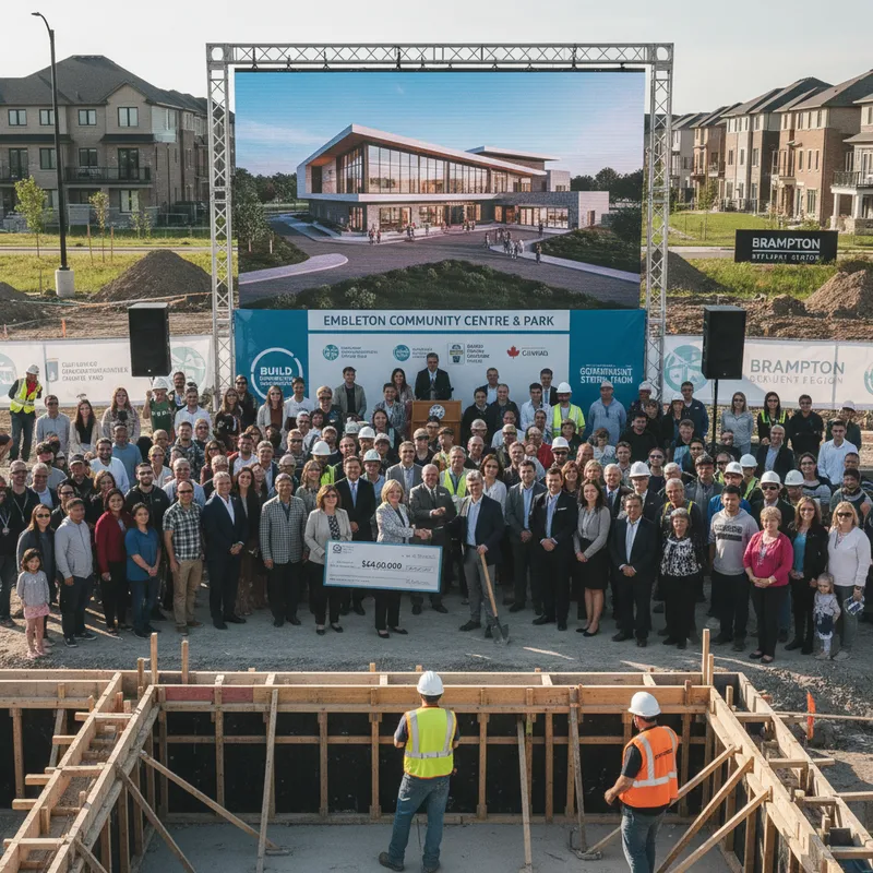 A new Embleton Community Centre and Park in Brampton, Canada, funded by the federal government.